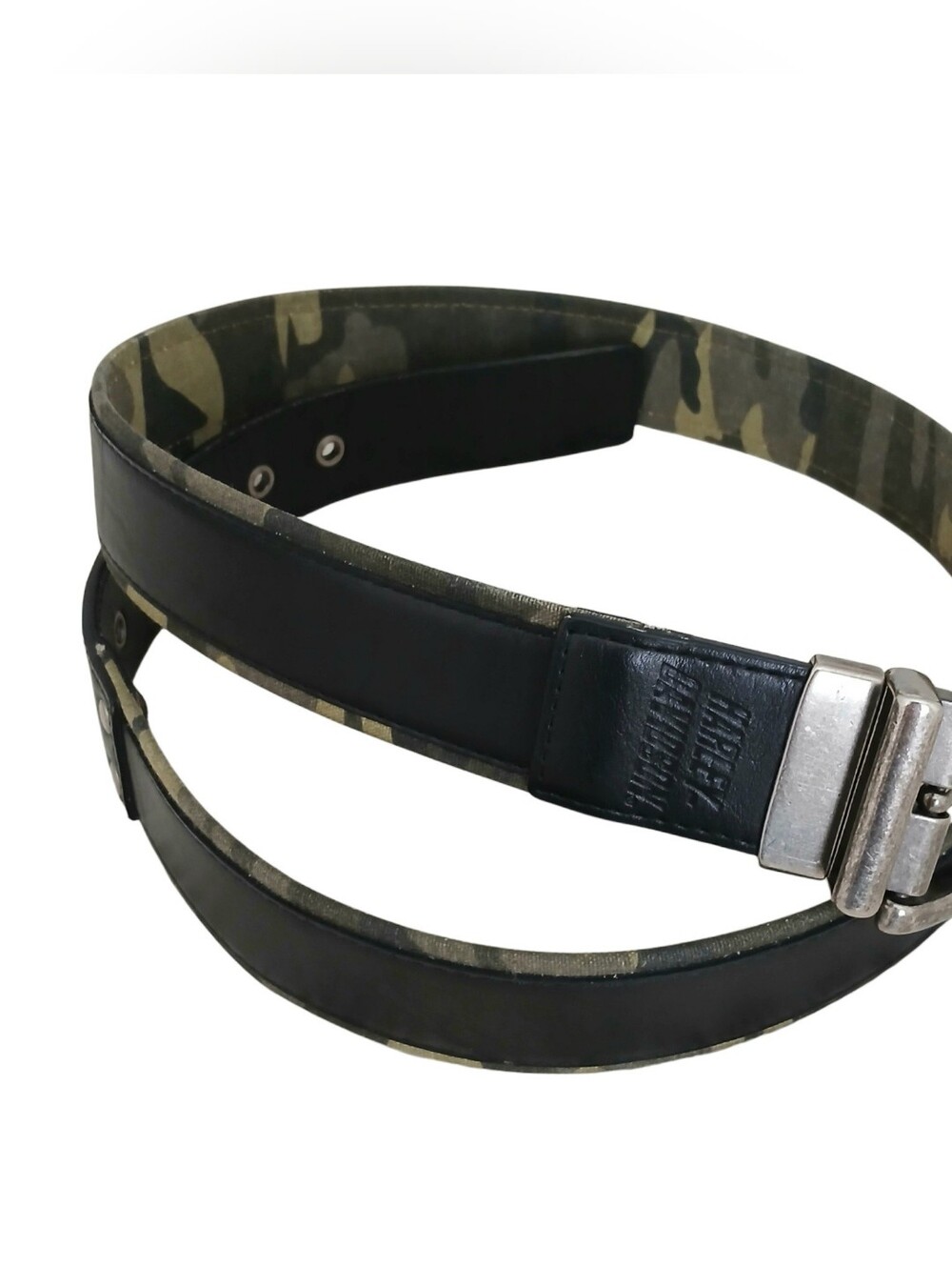 HARLEY DAVIDSON Out Back Leather Camo Reversible Belt Men's 40 Grommets Logo